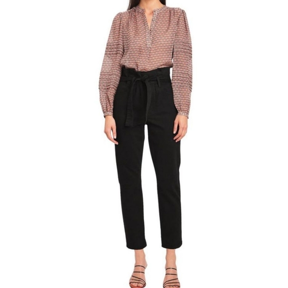 Frame High Rise Ankle Straight Paperbag jeans Film Noir - Picture 3 of 13